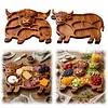 Highland Cow Wooden Charcuterie Board with Compartments for Cheese Meat Snacks