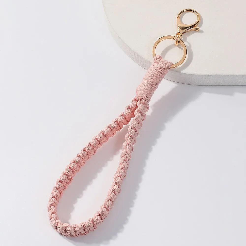 Macrame Wristlet Keychain Wall Hanging Key Chain Holder Boho Home Decor For Purse, Keys Phone Charm Gift For Friends