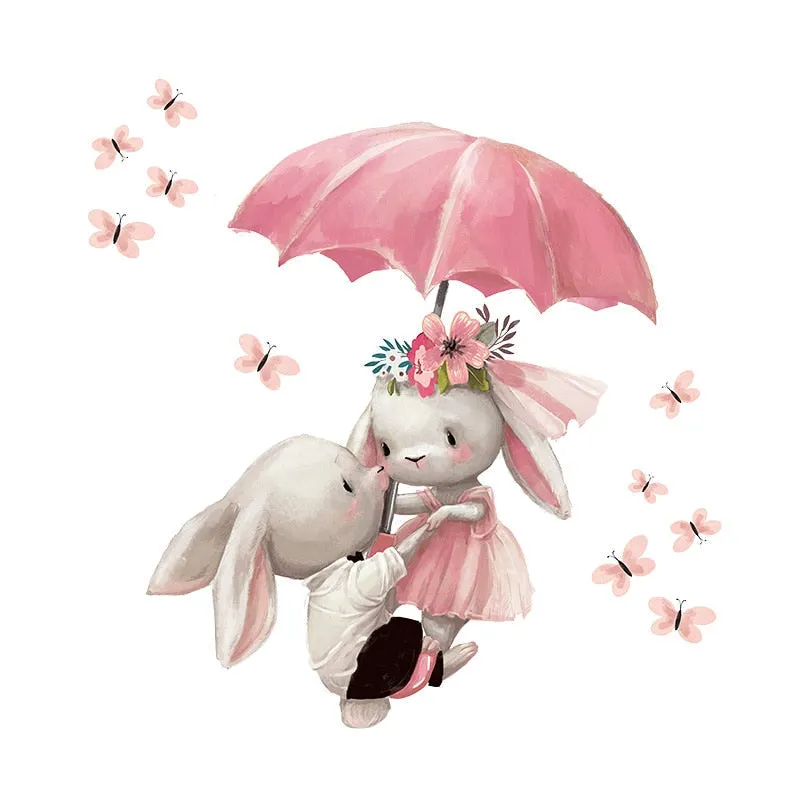 Watercolor style cartoon bear Bunny Wall Stickers for Bbay Nursery Room Decoration Wall Decals for Kids Room Decor PVC Matte 515-1