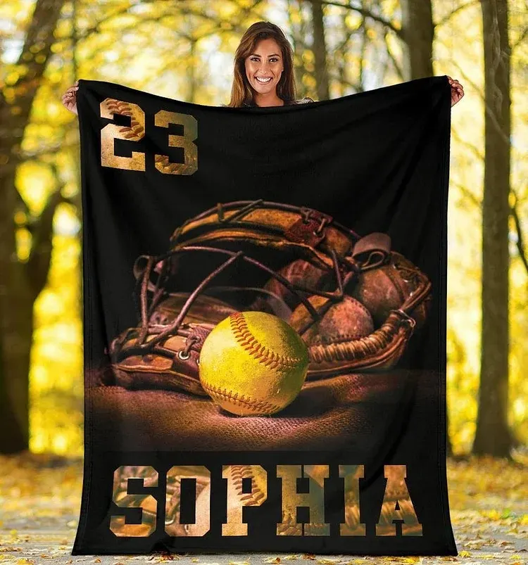 Personalized Softball Blanket for Comfort & Unique| BKKid133