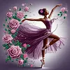 Pink Rose Dancing Girl-Partial Special Shaped Diamond painting 30*30CM