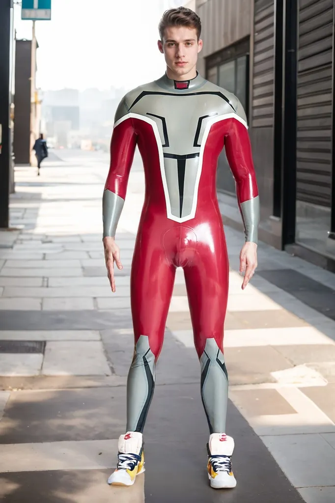 Men Latex Catsuits Diamond Back Zipper Superhero White cosplay