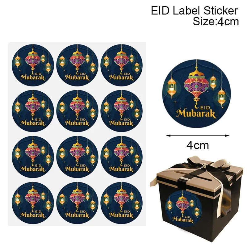60/120pcs 4cm EID Mubarak Decorations Gift Lable Seal Stickers Islamic Muslim Eid Al Adha Decoration Ramadan Kareem Supplies