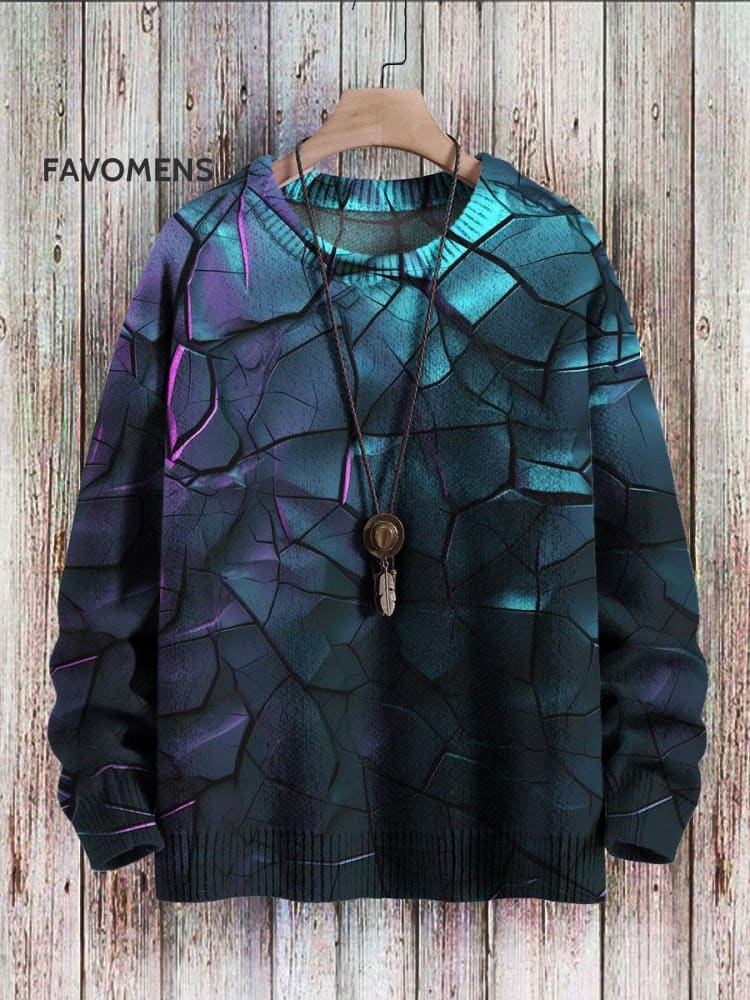 Geometric Art Gradient Simple Casual Print Knit Pullover Sweater Multicolor / S