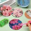 6Pcs/set Diamond Painting Wooden Flower Coaster Cup Cushion With Holder