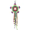 Handmade Five-Pointed Star Car Pendant with Wood Bead Crochet Bag Charm Keychain Making Supplies DIY Hand Woven Tassel Dream Catcher Ornament Cars Rearview Mirror Hanging Accessories