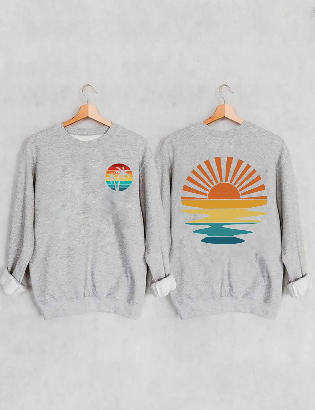 Retro Sunset Rays Wavy Sweatshirt