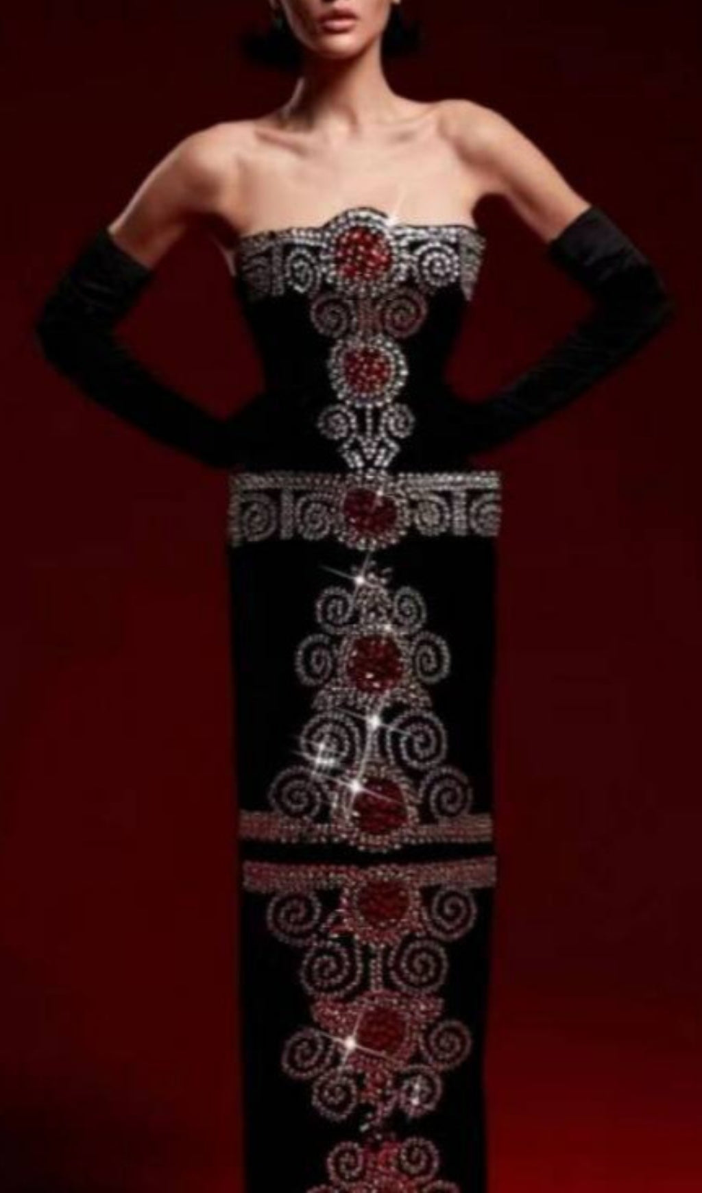 Bjork Black Strapless Bead Maxi Bandage Dress Flowering Girl