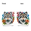 (US Local)DIY Double Sided Effect Special Shaped Flower Wolf DIY Double Sided Effect Diamond Painting Desktop Decorations Kit
