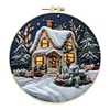 Xmas House-DIY Embroidery Kit with Pattern Cotton Threads Needles Hoop 30*30cm/11.81*11.81in