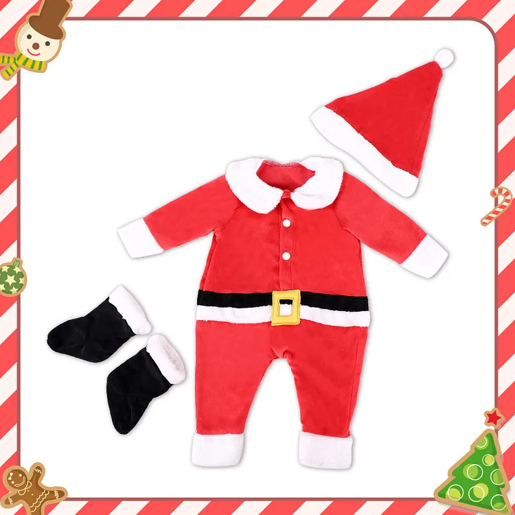 Babeside Christmas 17" - 20" Reborn Baby Dolls  3-Pcs Clothing Set - Jumpsuit & Hat & Socks