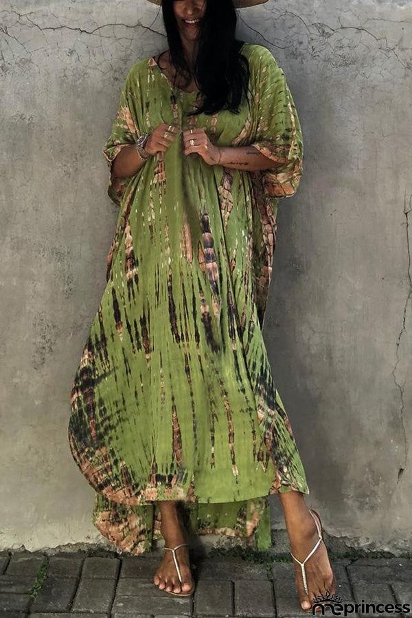Live Freely Tie Dye Boho Loose Cover-up Dress