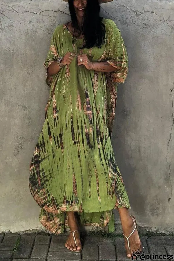 Live Freely Tie Dye Boho Loose Cover-up Dress