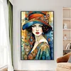 Retro Lady Woman-Full Embroidery 3 Strands 11CT Stamped Cross Stitch-50*75CM-Large Size