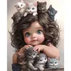 Little Girl And Cat-11CT Stamped Cross Stitch 40*50cm/15.75*19.69in