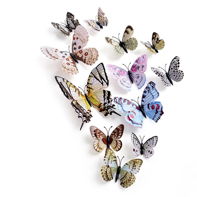 12pcs Butterflies Wall Sticker Decals Stickers on the wall Refrigerator Magnet Home Decorations 3D Butterfly PVC Wallpapers