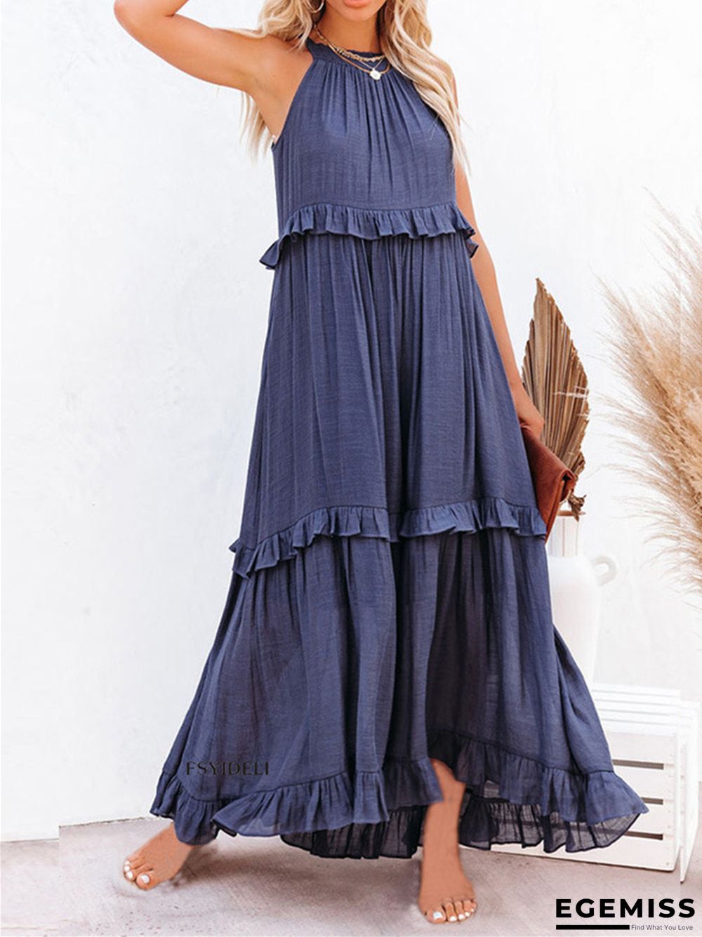 Irregular Cake Skirt No Sleeve Length Mop Holiday Dress | EGEMISS