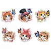 6Pcs Butterfly Kitten Diamond Painting Fridge Magnet Diamond Art Magnets Decals Kit