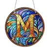 (Upgrade Size)DIY Double Sided Diamond Painting Alphabet Family Last Name Initial Sign Ornament with Chain Window Hanging Kit