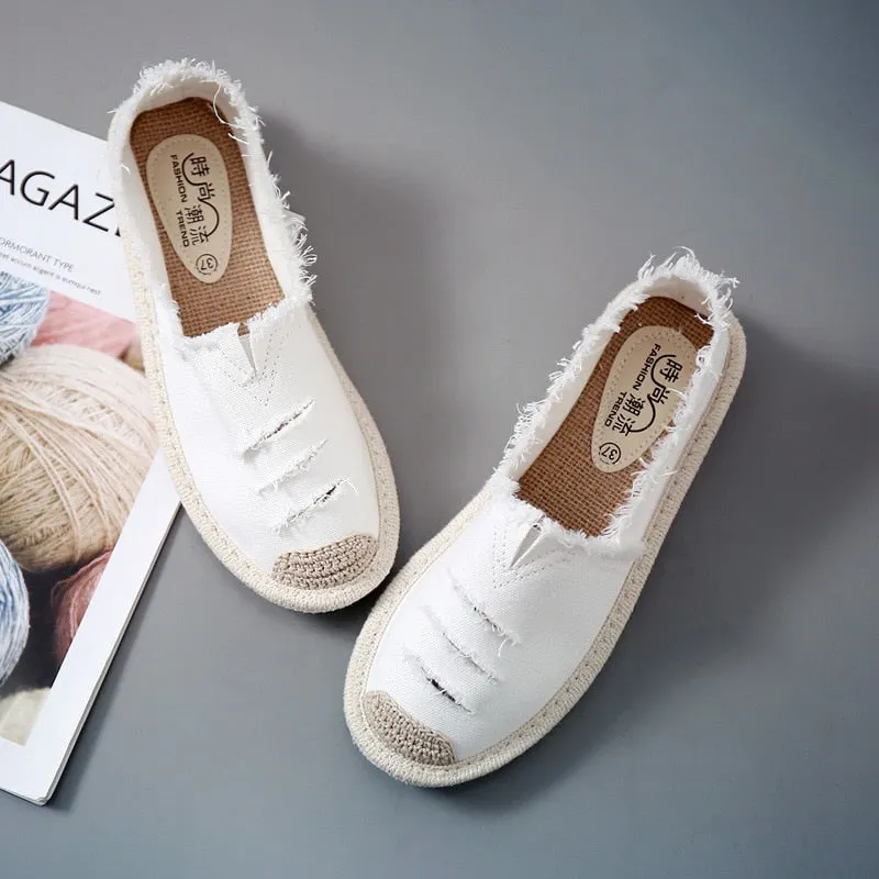 Summer Breathable Women's Canvas Shoes Fashion Slip On Lazy Ladies Loafers Flats Shoes Women New Casual Women's Shoes