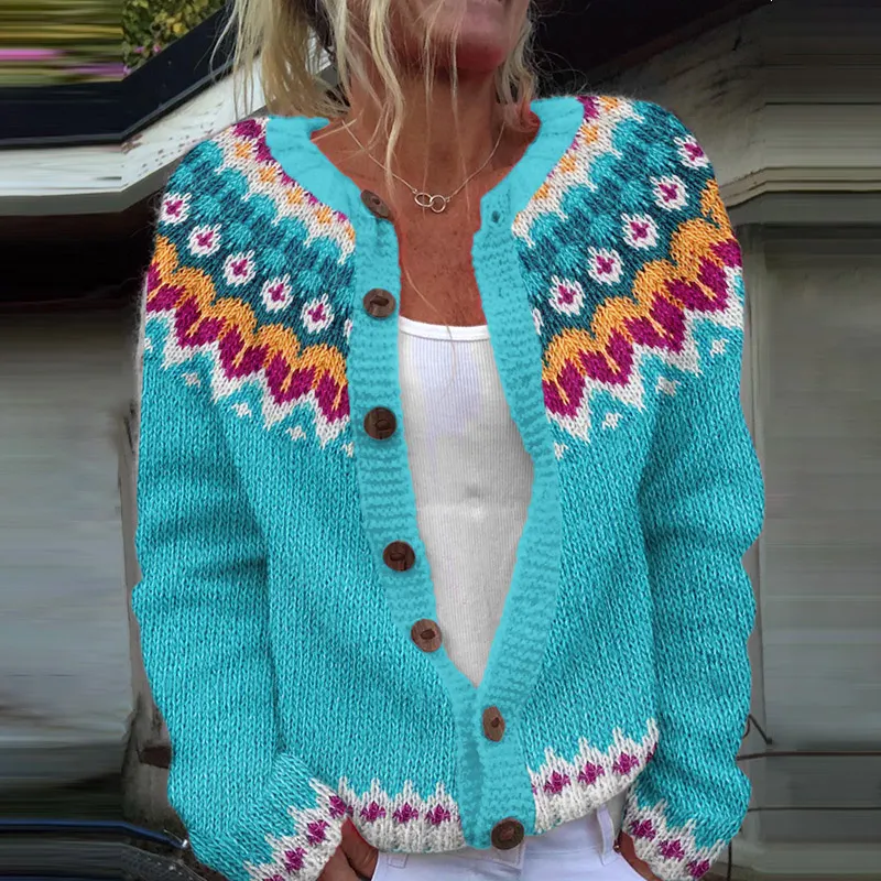 Vintage Icelandic Tribal Style Knitted Warm Women's Sweater