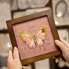 3D DIY Bead Embroidery Butterfly Home Decor Gift Tabletop Display Frame Kit(Include Embroidery Hoop)