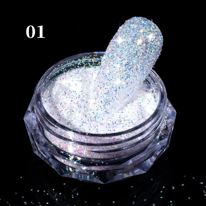 1Box Reflective Glitter Powder For Nails Iridescent Flakes Sequins Pigment Dust Manicures Decoration Chrome Pigment Polish Gel-Nail Inspo