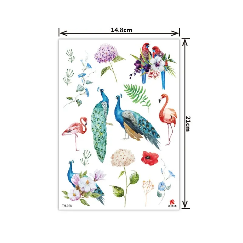 New style tattoo stickers anti-real big picture waterproof sweat flower arm tattoo stickers sika deer parrot tattoo stickers