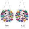 Succulent Bush White Cat Double Sided - 5D DIY Pendant
