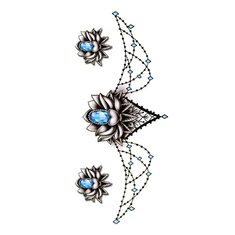 New Temporary Tatoo for Women Sexy Chest Waist Stickers Clavicle Big FakeTattoo Art Deco Beauty Scar Waterproof Tattoo Stickers