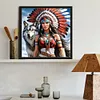 Indian Woman And Wolf-Full Round Diamond Painting 40*40CM