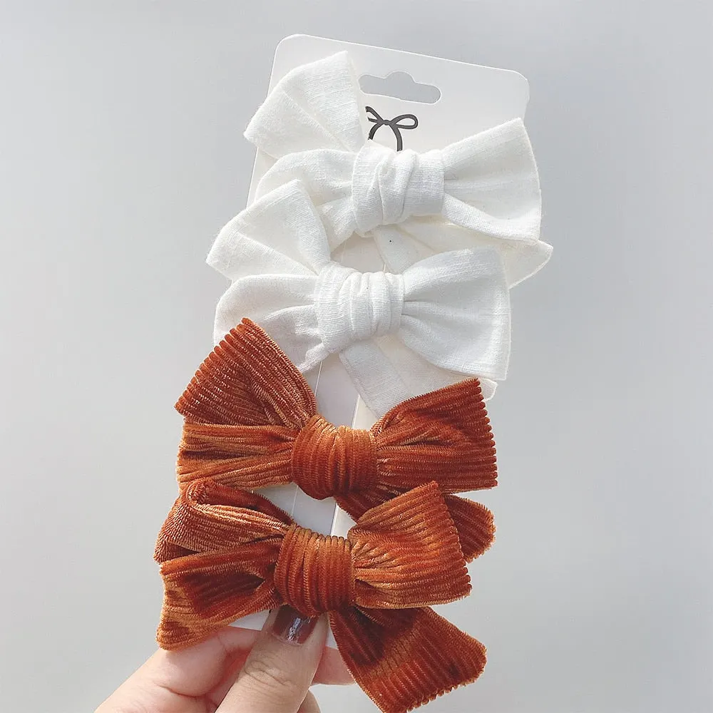 4Pcs/set 2021 New Leopard Print Hair Clips For Cute Girls BB Boutique Hairpins Bowknot Barrettes Headwear Kids Hair Acesssories