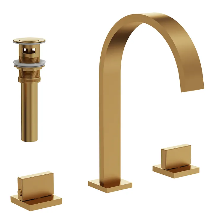 EVERSTEIN Modern Widespread Bathroom Sink Faucet Brushed Gold SFS-1151-GD