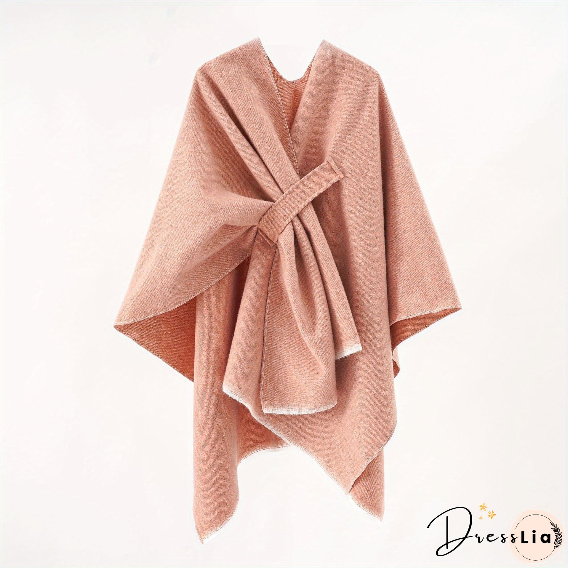 Solid Color Comfortable Shawl With Sleeves, Multifunctional Outdoor Windproof And Coldproof Cloak