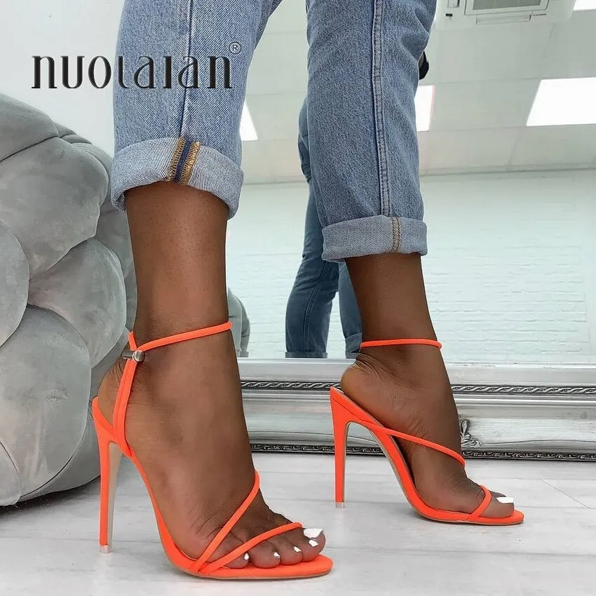 2020 Summer women sandals ankle strap high heel shoes for women sexy peep toe high heels sandals party wedding shoes woman