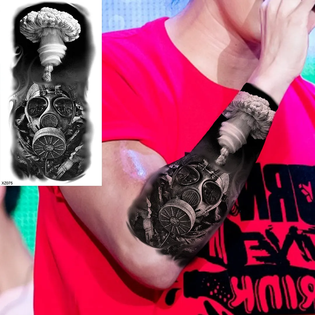 Sdrawing Skull Halloween Skeleton Temporary Tattoo For Men Adults Realistic Lion Tiger Wolf Scary Fake Tattoo Sticker Forearm Tatoo