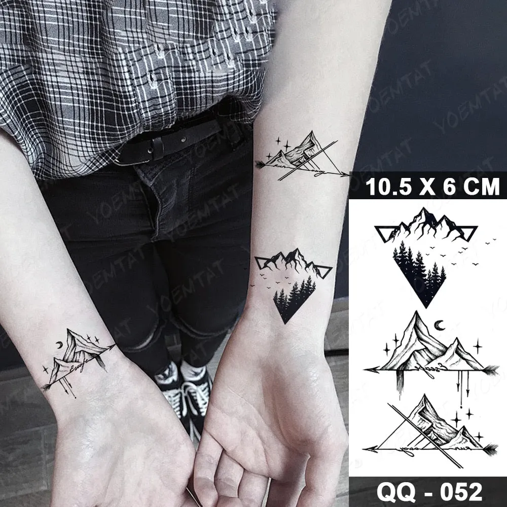 Waterproof Temporary Tattoo Sticker Small Lines Flowers Flash Tatoo Geometry Hand Arm Wrist Fake Tatto For Body Art Women Child