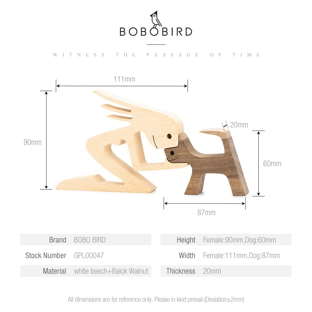 Puppy Family Wood Dog Carving Ornament Christmas Decoration Home Decor Figurine Desktop Table Sculptures For Dog Pet Lover Gifts