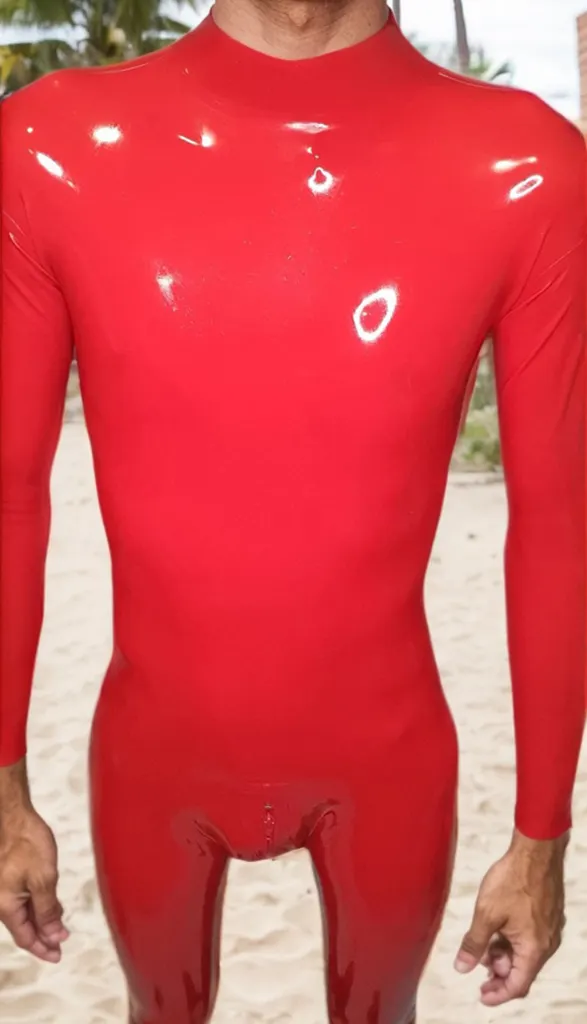 Men Latex Catsuits Red '3DVip' Anatomical