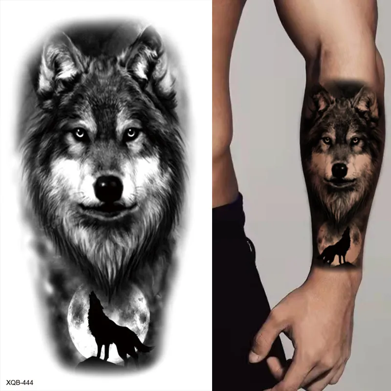Sdrawing Forest Animal Temporary Tattoos for Men Wolf Tattoo Stickers Tiger Skull Skeleton Fake Tattoo for Women Arm Sleave