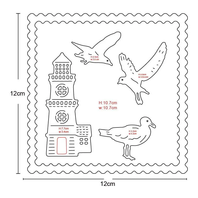 Metal Cutting Dies Lighthouse Seabird Die Mould Template For Diy Scrapbooking Album Decor Embossing Paper Card Crafts Die Cut