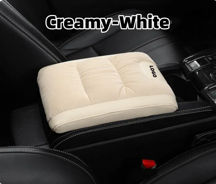 Car leather flannel raised armrest box mat (Special Car LOGO) (Widened Version)