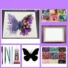 DIY Crystal Butterfly Dried Flower Art Kit Handmade Romantic Gift Home Decor, Complete Supplies with Frame