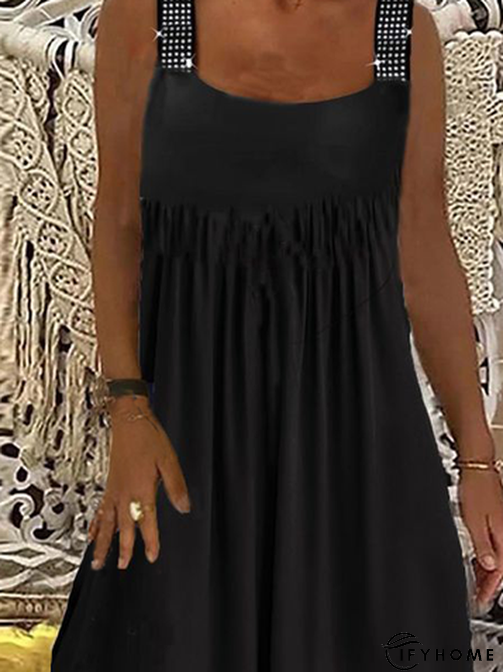Casual Cotton Blends Spaghetti Short sleeve Knit Dress | IFYHOME