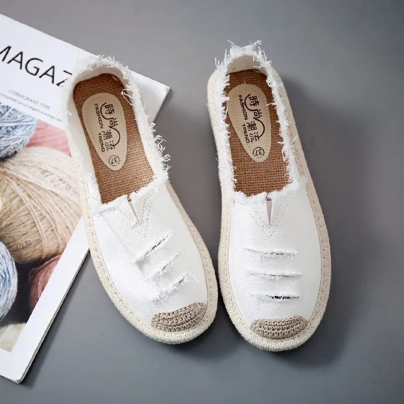 Summer Breathable Women's Canvas Shoes Fashion Slip On Lazy Ladies Loafers Flats Shoes Women New Casual Women's Shoes