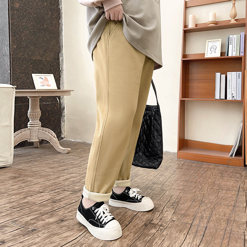 Chic Plus Fleece-Lined Harem Pants with Elastic Waist for Women