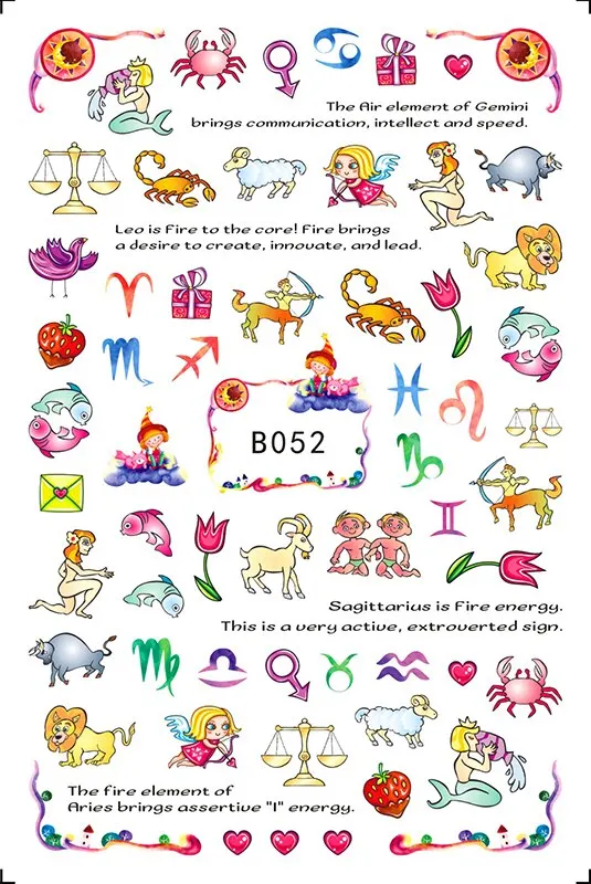 Fashion Nail Art Sticker Cartoon 12 Constellation DIY Decals Options Manicure Design Self Adhesive Sticker for Nails Decoration