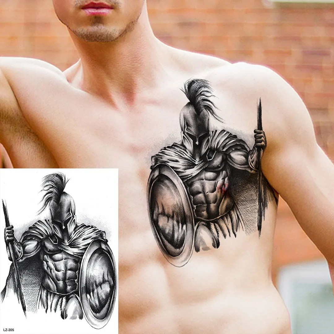 Realistic Knight Tribal Armband Temporary Tattoos For Men Adult Lion Wings Shield Fake Tattoo Body Art Unique Tatoos Large