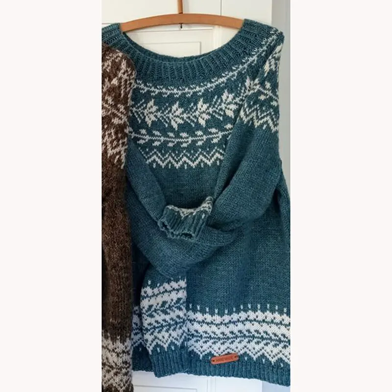 Vintage Tribal Iceland Pattern Warm Round Sleeve Comfy Sweater