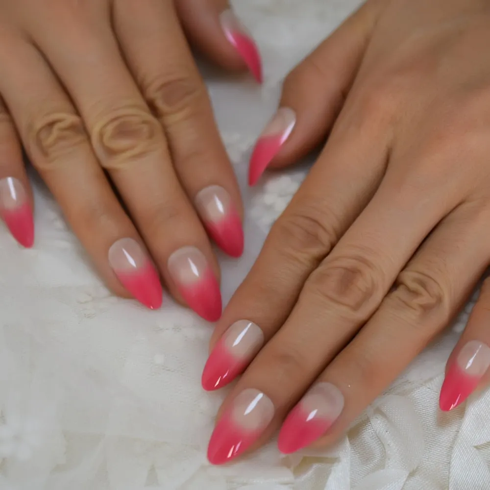 Nail Art Salon Oval Acrylic French Nail Kit Real Medium Length Grace Oval Fake Nails French 24 Tips-Nail Inspo